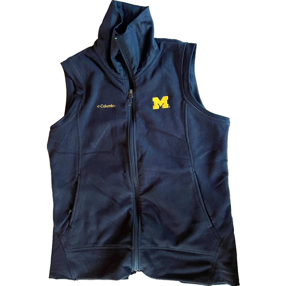 Columbia Michigan Wolverines Vest Fleece Full Zip Women XL NCAA Football College
